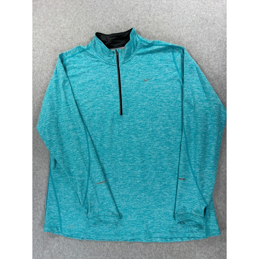 Nike 1/2 Zip Performance Long Sleeve Running Pullover (Men's 2XL) Aqua